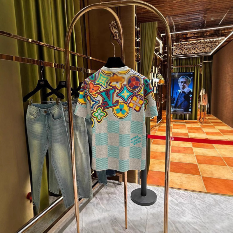 2025 Summer New Round Neck Loose Fit Slimming Color-Blocking Versatile High-End Trendy Hot-Selling Short-Sleeve T-Shirt Top