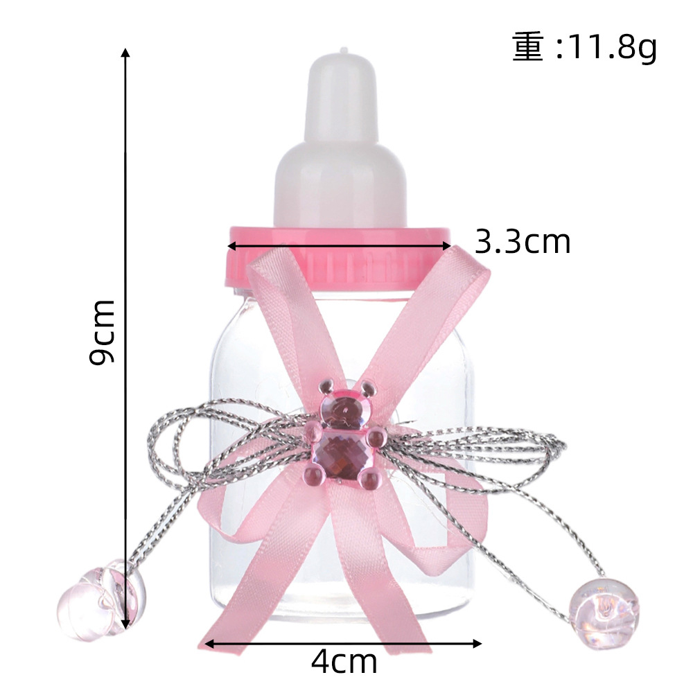Caja de dulces creativa de plástico transparente con forma de botella de leche pequeña, regalo para baby shower, regalo para fiesta de bebé, mini caja de dulces con forma de oso.