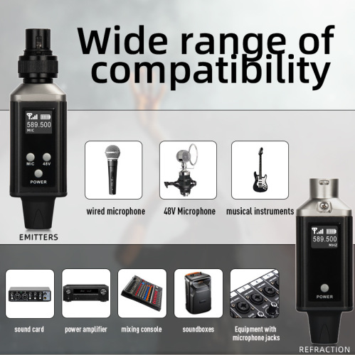 Wireless Microphone Transmission Transmitter System Handheld Dynamic Capacitor Microphone Wired Converter UHF Grenade