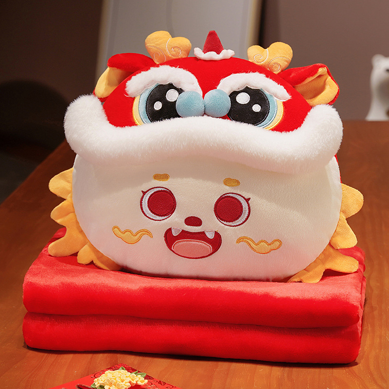 Dragón año León almohada manta dos-en-uno Oficina cojín siesta almohada sofá sala de estar almohada edredón de doble uso