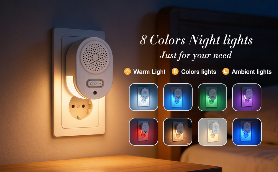 Candeeiro de noite rgb para quarto com comando e som relaxante_voghion.com