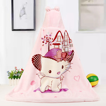 ✅厂家批发儿童云毯连帽卡通披风秋冬双层加厚保暖风披斗篷一件代