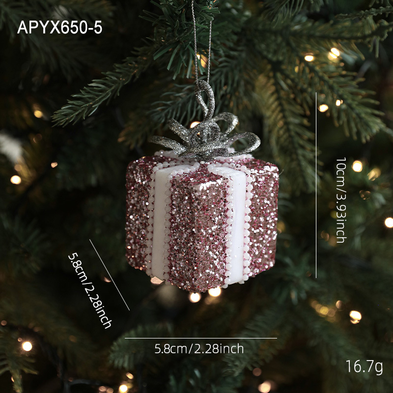 Nueva espuma rosa bola de Navidad colgante polvo brillante polvo adhesivo árbol de Navidad colgante bola decoración colgante disposición