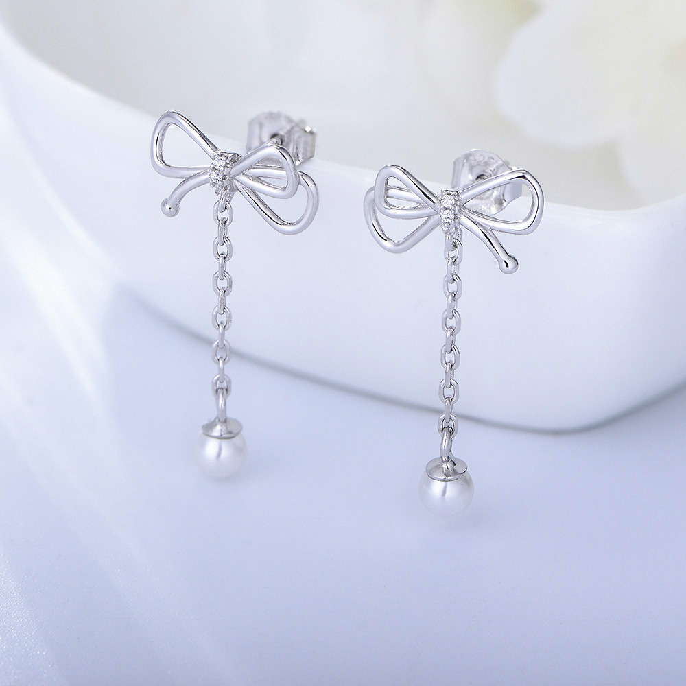 1 Paire Style Simple Noeud D'arc Argent Sterling Boucles D'oreilles display picture 5