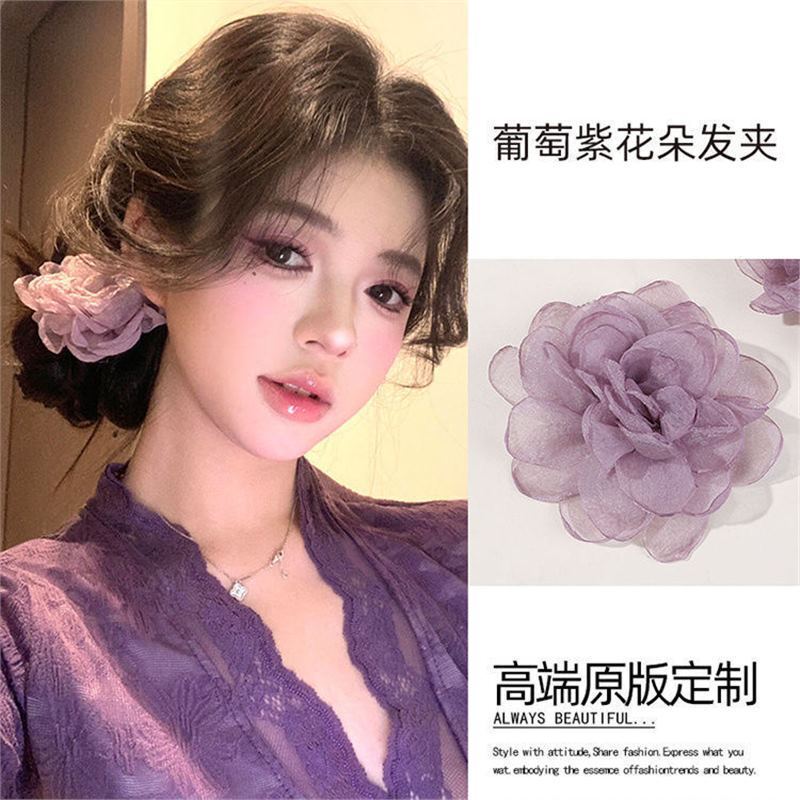 Purple Flower Hairpin for Women, Real and Artificial Flower Hair Accessory, Rose Flower Hair Ornament for Seaside Vacation Purple Flower Hairpin for Women, Real and Artificial Flower Hair Accessory, Rose Flower Hair Ornament for Seaside Vacation