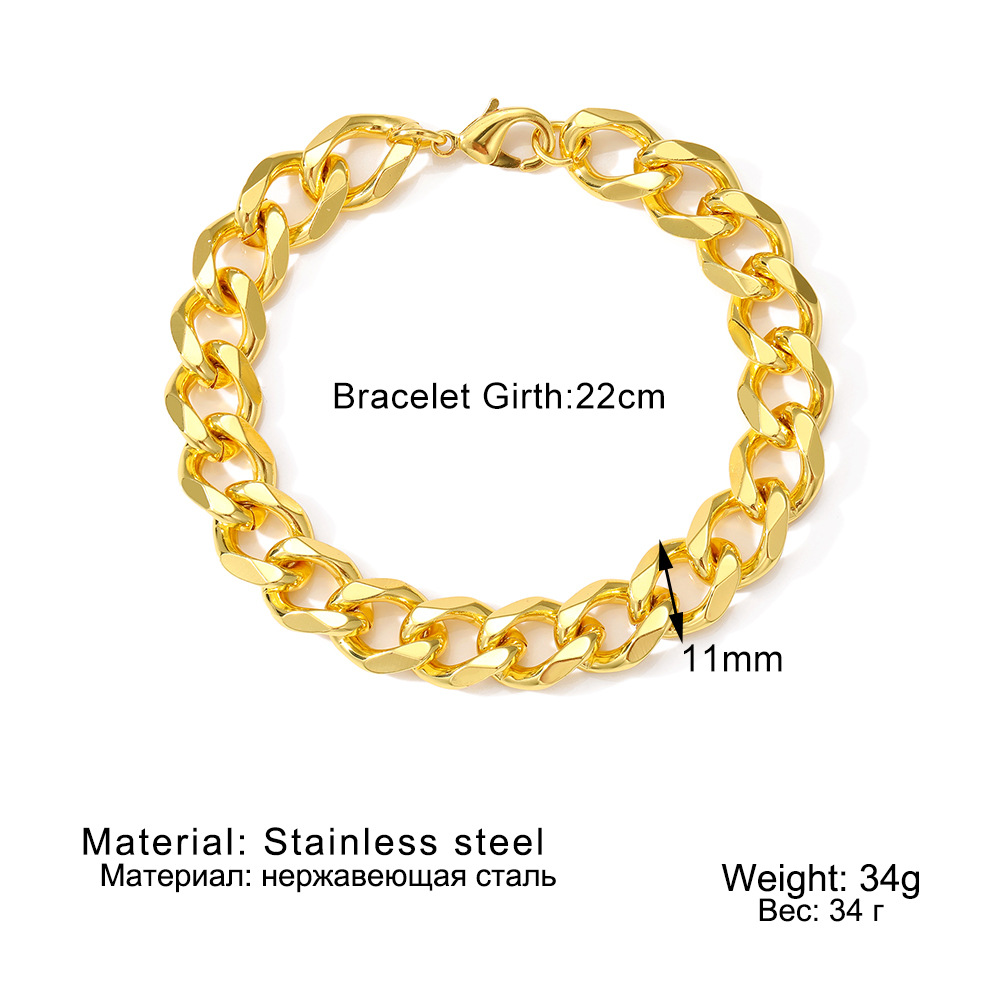 6g Weight Hip-Hop Solid Color 304 Stainless Steel Men's Bracelets Men's Chain Bracelets