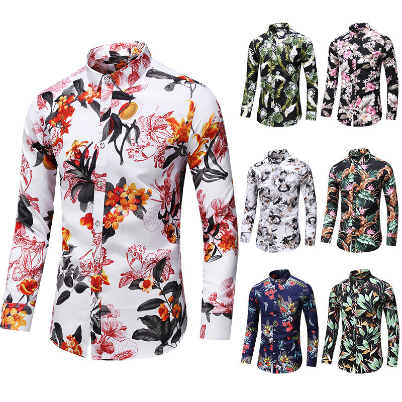 Stretch Bamboo Stretch Bamboo Large Size Men's Foreign Trade Shirt Autumn New Men's Printed Long-Sleeved Shirt Stretch Bamboo Stretch Bamboo Large Size Men's Foreign Trade Shirt Autumn New Men's Printed Long-Sleeved Shirt