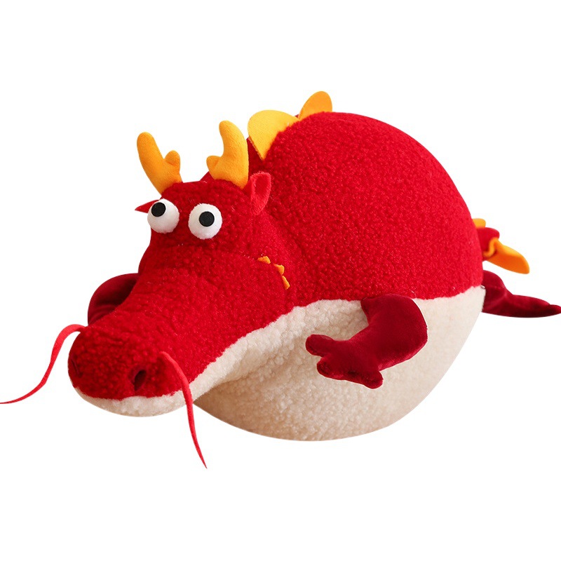 Dragón año mascota lindo redondo rodante muñeca redonda dragón almohada lindo dragón gordo juguete de peluche decoración del hogar cojín
