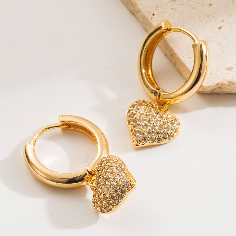 Copper Material 1 Pair Vintage Style Simple Style Heart Shape Copper Drop Earrings Earrings