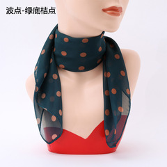 百變小方巾圍巾女春秋薄純色紅色圍脖絲巾夏防曬雪紡紗巾圓點女