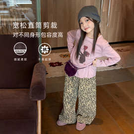 秋季女童舒适时尚卡通休闲上衣26儿童百搭动物可爱童趣长袖T恤衫