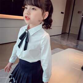 女童衬衫新款洋气韩版儿童衬衣白色小女孩长袖上衣套装JK