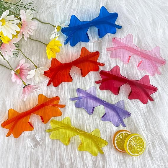 Gafas de Sol de Estrella de Cinco Puntas Sin Marco de Plástico PC Decorativas para Fiesta