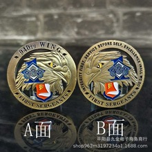 跨镜供商 美国军事军师鹰头纪念币 古青铜镂空浮雕点漆硬币外币