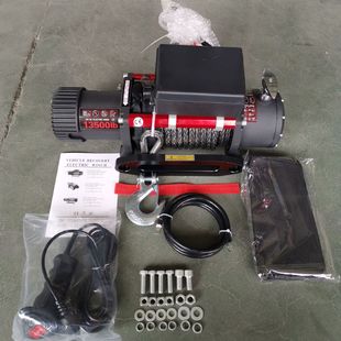 Electric winch nylon rope high-strength synthetic rope 13500 pounds electric traction winch off-road vehicle modification