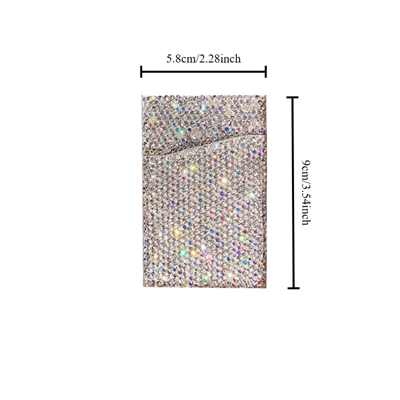 Estuche de Cigarrillos de Lujo Ligero con Incrustaciones de Diamantes para Mujer, Encendedor Electrónico a Prueba de Viento con Diamantes, Juego de Regalo de Cigarrillos para Comercio Exterior Transfronterizo