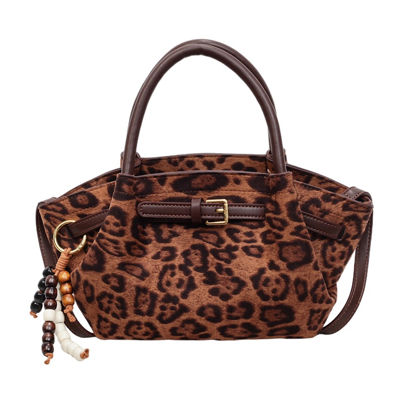 Retro Market Basket Small Bag For Women 2026 New Suede Handheld Bucket Bag Autumn Winter Leopard Print Crossbody Bag - Thumbnail 6