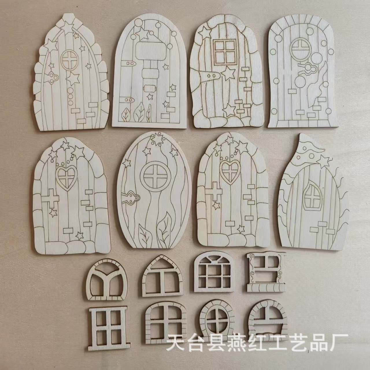 Миниатюрная деревянная дверь для сада, необработанная, для DIY, миниатюрная дверь для фейри-дома, набор для окон и дверей