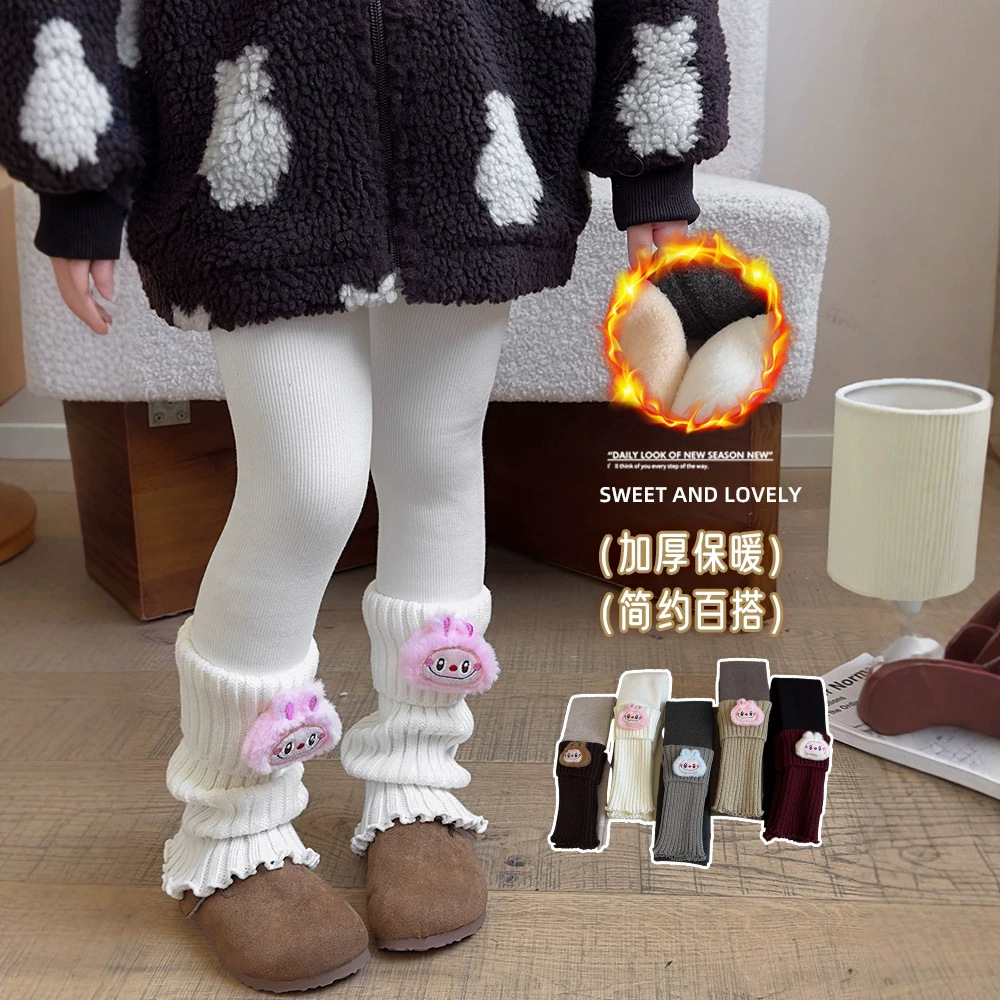 25女童打底裤套袜一体卡通公仔袜套韩版秋冬季加绒加厚儿童打底裤