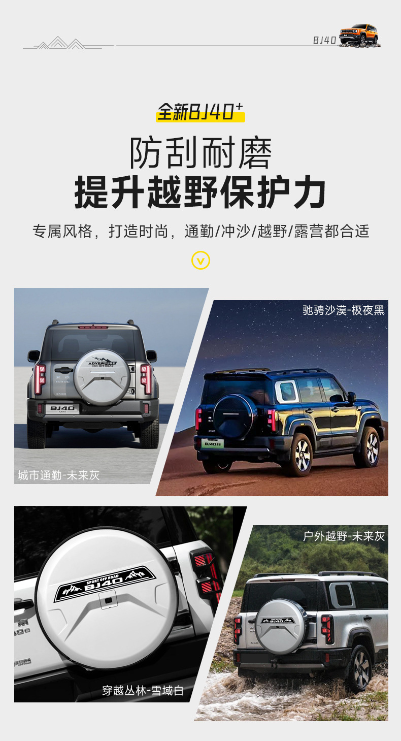 Brand New Beijing Bj40E Stainless Steel Spare Tire Cover Tire Modification Extended Range Fuel Version Spare Tire Shell Off-Road Accessories