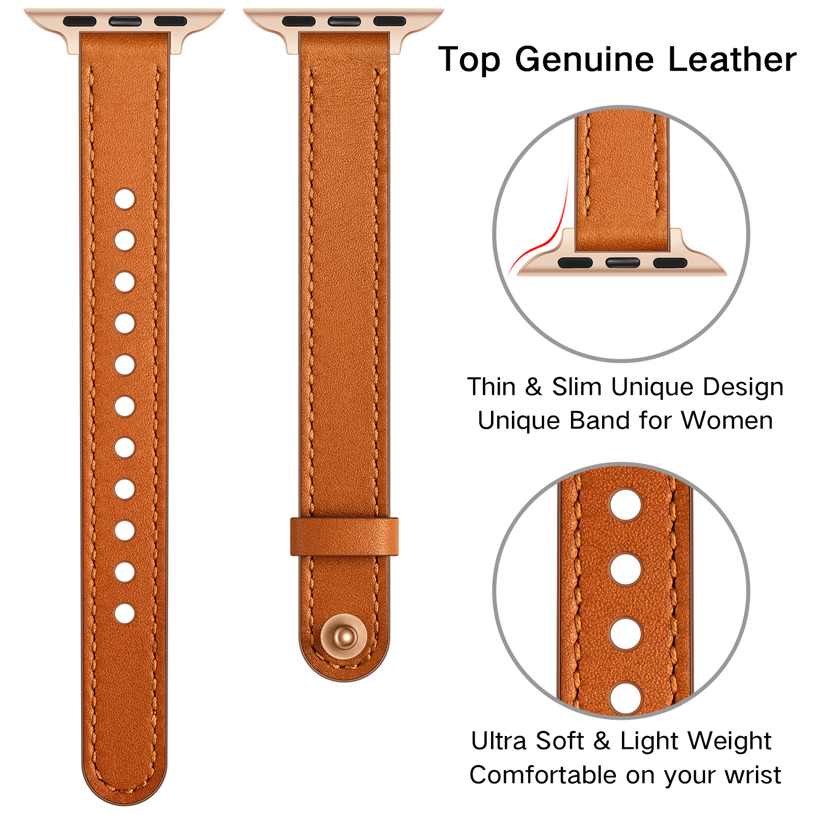 18g Weight Apple watch watchband Classification Genuine leather Material Solid Color Pattern Retro Style Retro Solid Color Apple Watch Watchband 9