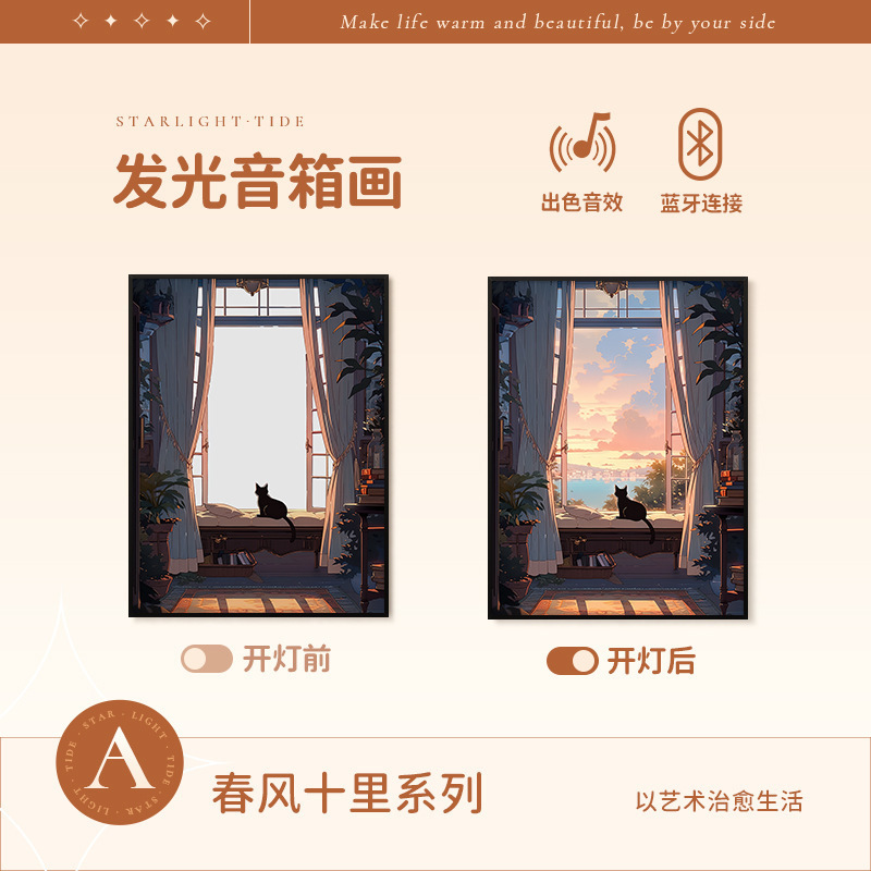 アルミ合金壁画オーディオ絵画 Bluetooth スピーカーライト絵画お土産フォトフレーム吊り絵画リビングルームハイエンド装飾絵画|undefined