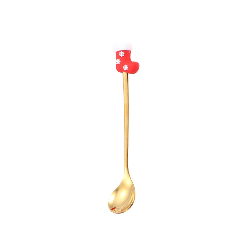 Cuchara transfronteriza de acero inoxidable Santa Claus árbol cuchara de café postre tenedor de fruta muñeca cuchara tenedor vajilla juego de regalo image 35