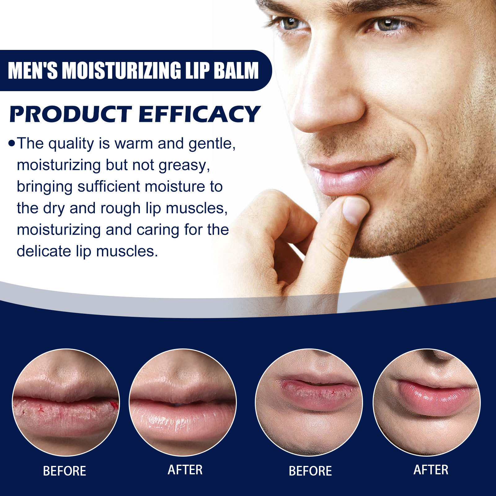 Lippenbalsam für Männer, Schutz vor dem Austrocknen der Lippen und peelende Lippenpflege mit feuchtigkeitsspendender Wirkung_voghion.com