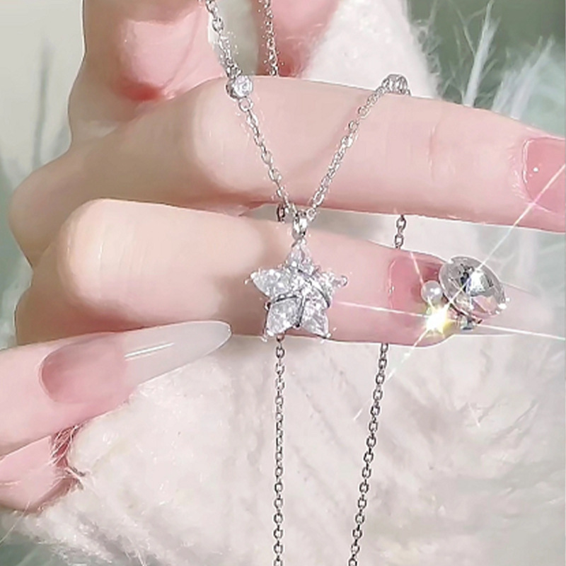 s925 スターリングシルバーのアンドロメダネックレス女性のライト高級ニッチハイエンド鎖骨チェーンバレンタインデーのギフトガールフレンドギフト|undefined