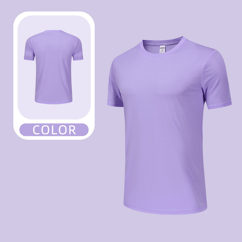 Camiseta deportiva deportiva deportiva de carrera masculina de manga corta de secado rápido transfronterizo Camiseta publicitaria con impresión LOGO Cuello redondo Camiseta de trabajo con mangas en T