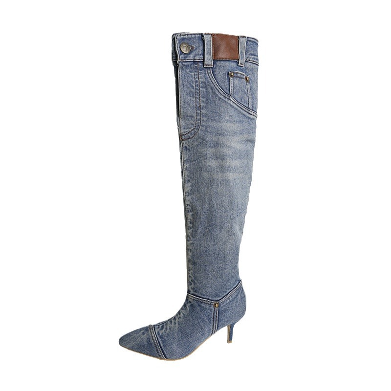 Women's Shoes wasteland style boots for women retro hot girl cowboy boots stiletto pointed toe pile boots wide tube long boots_voghion.com