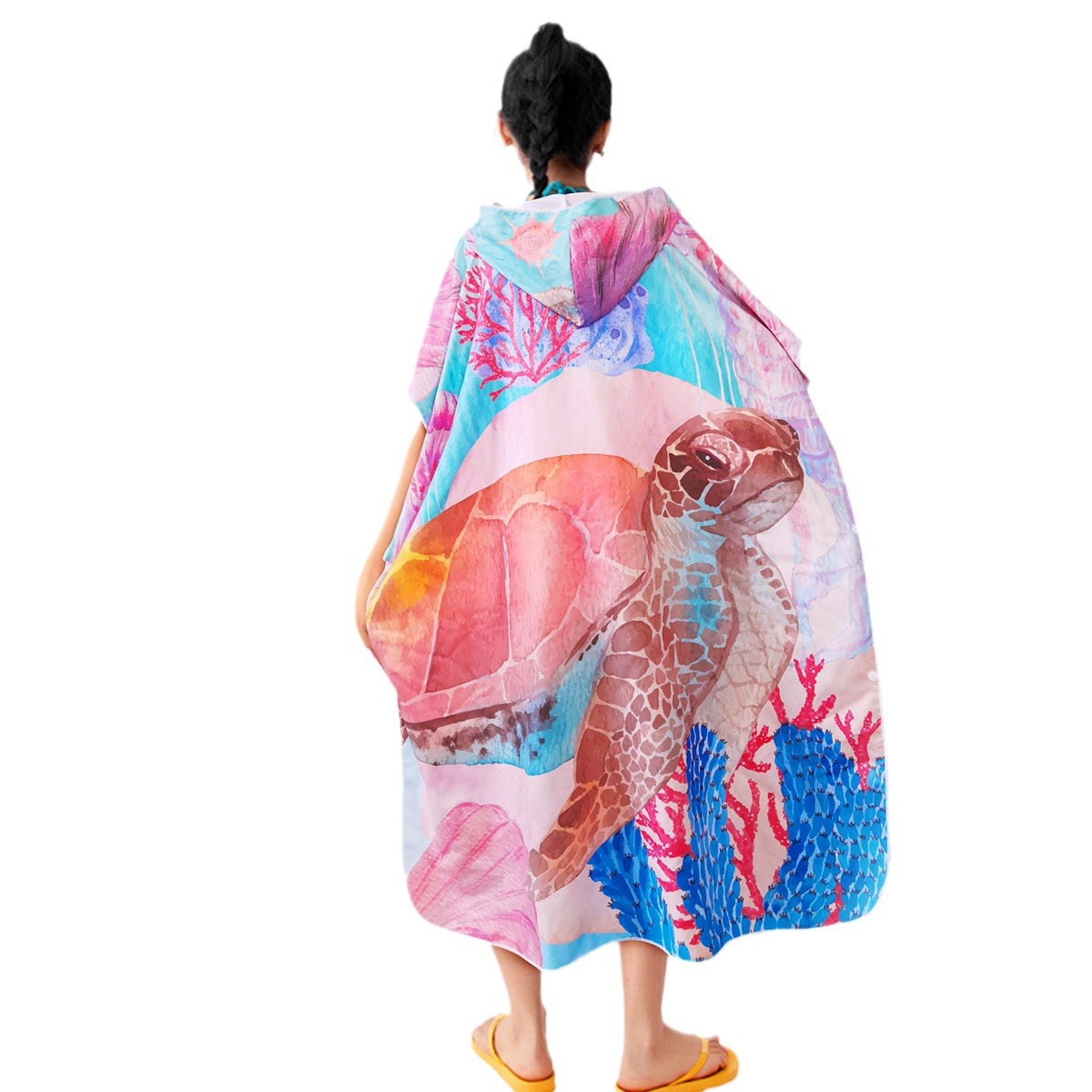 Microfibra transfronteriza encapuchada playa cambio de ropa de color contrastante capas de secado rápido capas capas capas de impresión de playa bata de baño