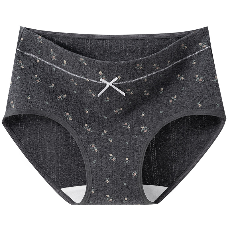 Ropa interior de entrepierna larga "Cream Flower", ropa interior de algodón para niñas, entrepierna antibacteriana, cintura media, nueva ropa interior de mujer sin costuras