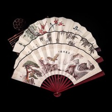 扇子折扇中国风汉服古风折叠扇随身古典双面手工扇子舞蹈演出道具