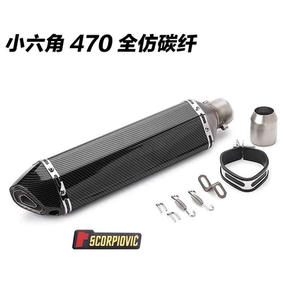 Motorcycle modified exhaust pipe for Kawasaki sportbike, full imitation large hexagonal exhaust, Scorpio stainless steel dual half blue large hexagonal (Motorcycle exhaust pipe) - imitation-carbon-fiber