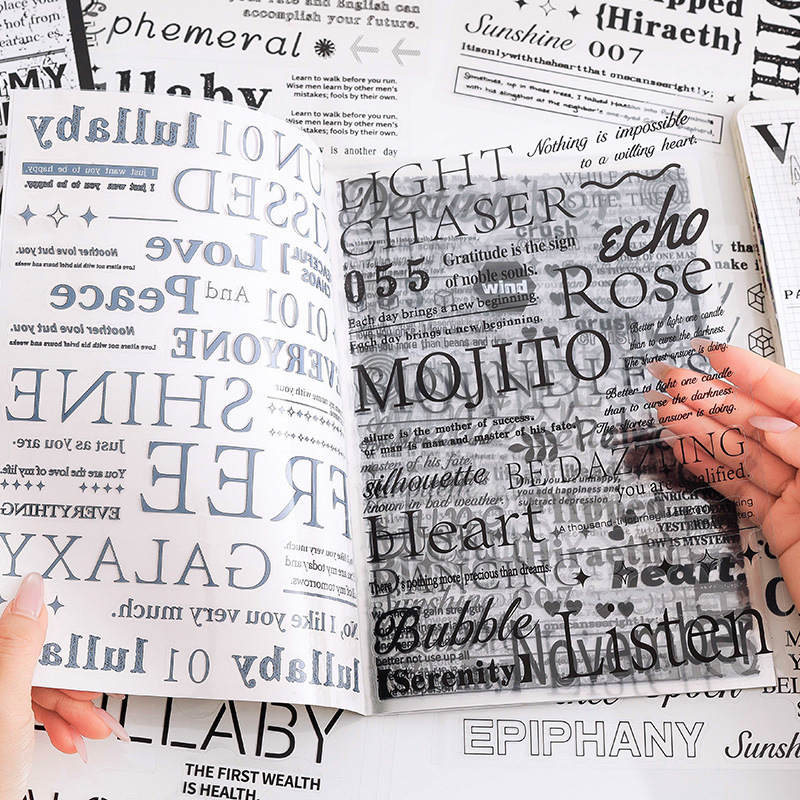 Zona de lenguaje transparente pegatinas impermeables para mascotas Bendiy diario pegatinas retro transfronterizas pegatinas de frases inglesas