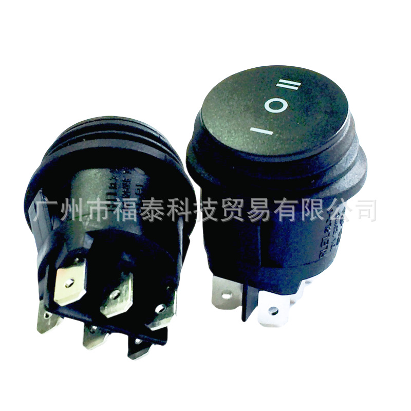 供应RLEIL牌子船型开关 IP65连体防水开关黑色三档六脚防水圆型