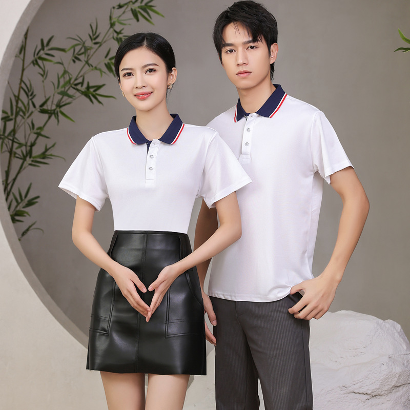 Lapel polo shirt restaurant corporate work clothes work clothes short sleeve fixed printed embroidery logo