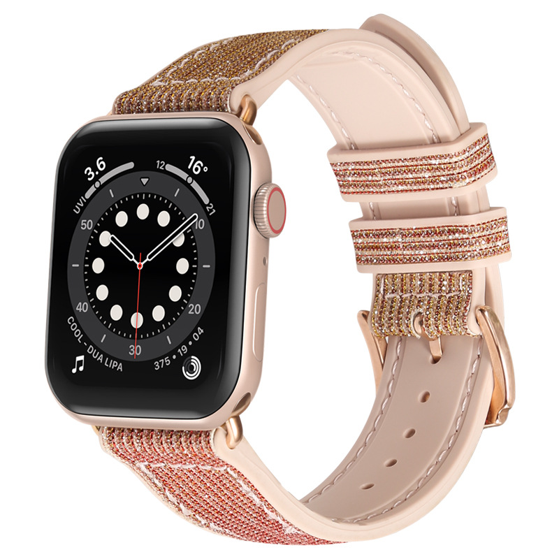 Suitable for Apple Silicone Strap Apple Strap Flash Leather PU Leather iwatch Strap Chameleon Apple Silicone