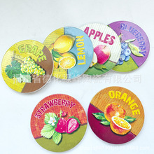 批发圆形10.8cm陶瓷杯垫跨境热带水果陶瓷软木隔热垫陶瓷餐桌垫