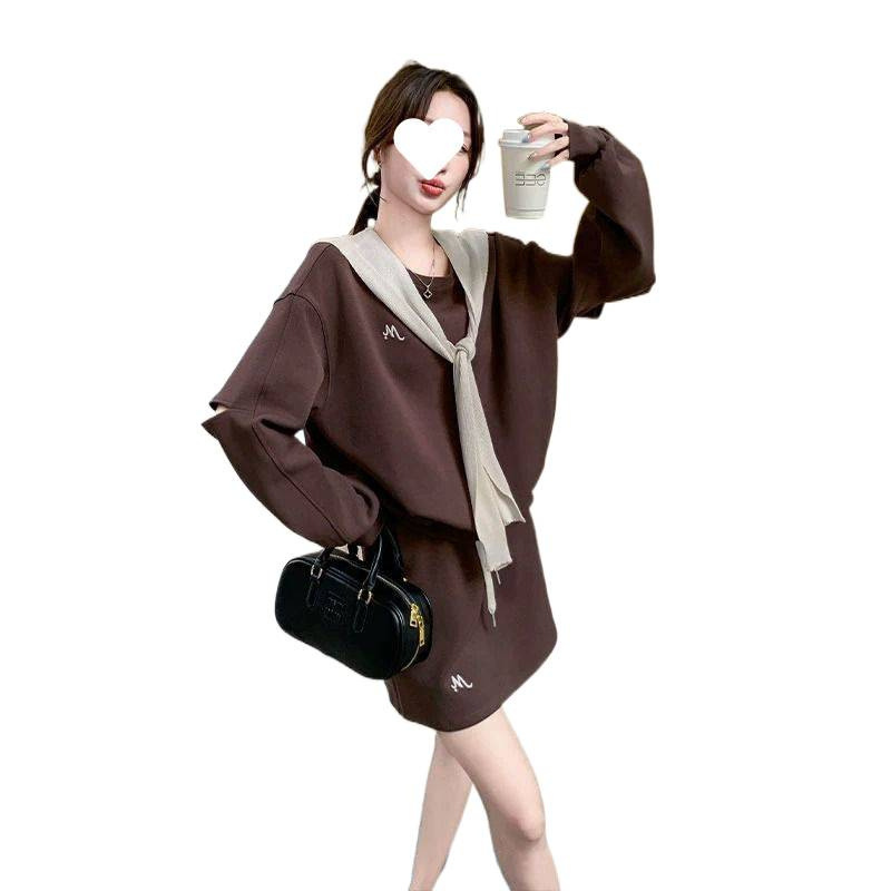 可盐可甜披肩卫衣套装裙女2025秋新款韩系设计感圆领上衣显瘦短裙|undefined