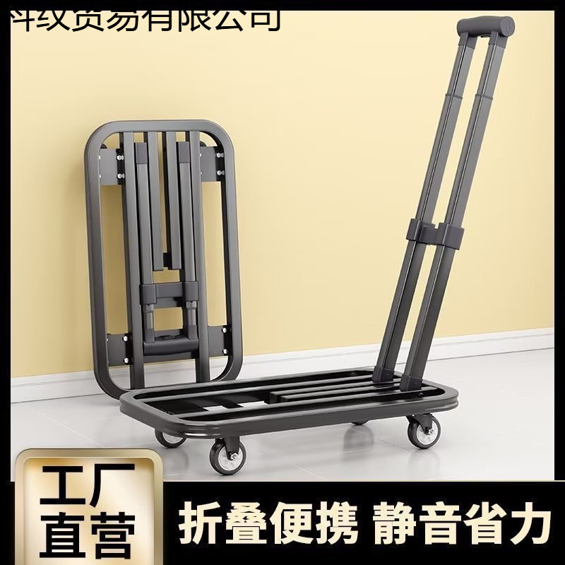 Folding Handcart for Carrying Goods, Household Small Cart, Flatbed Cart, Portable Luggage, Express Small Trailer, Trolley Cart