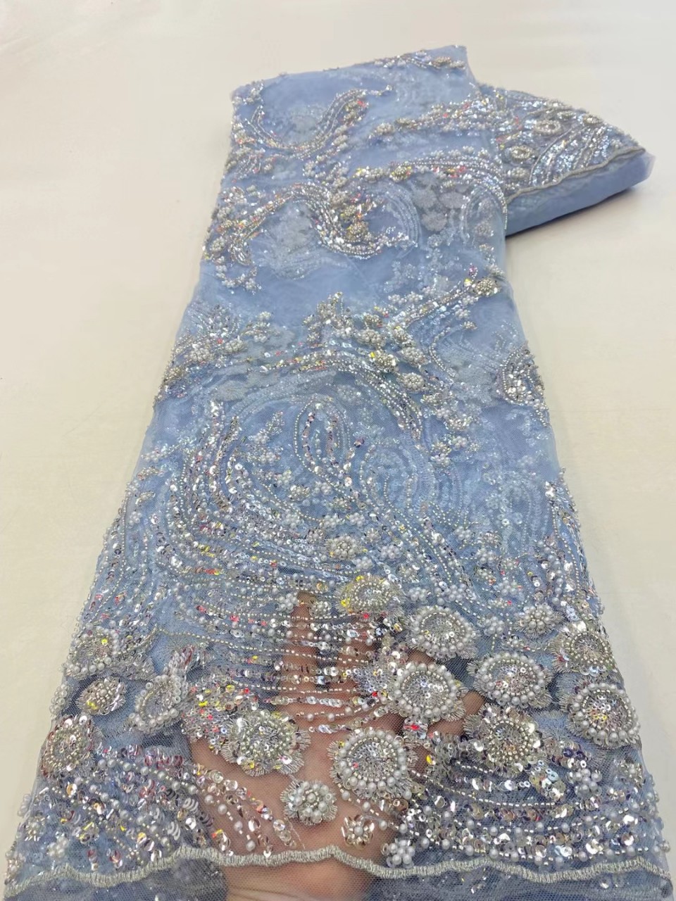 La industria pesada del tubo del grano de la boda vestido de noche de moda europea y americana de encaje de tela de encaje de boda JX2647 image 9