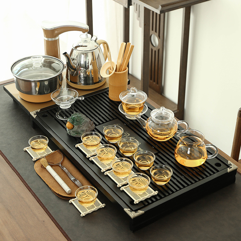 茶器セット家庭用全自動セット工夫茶杯紫砂茶道オフィス一体茶台実木茶盤|undefined