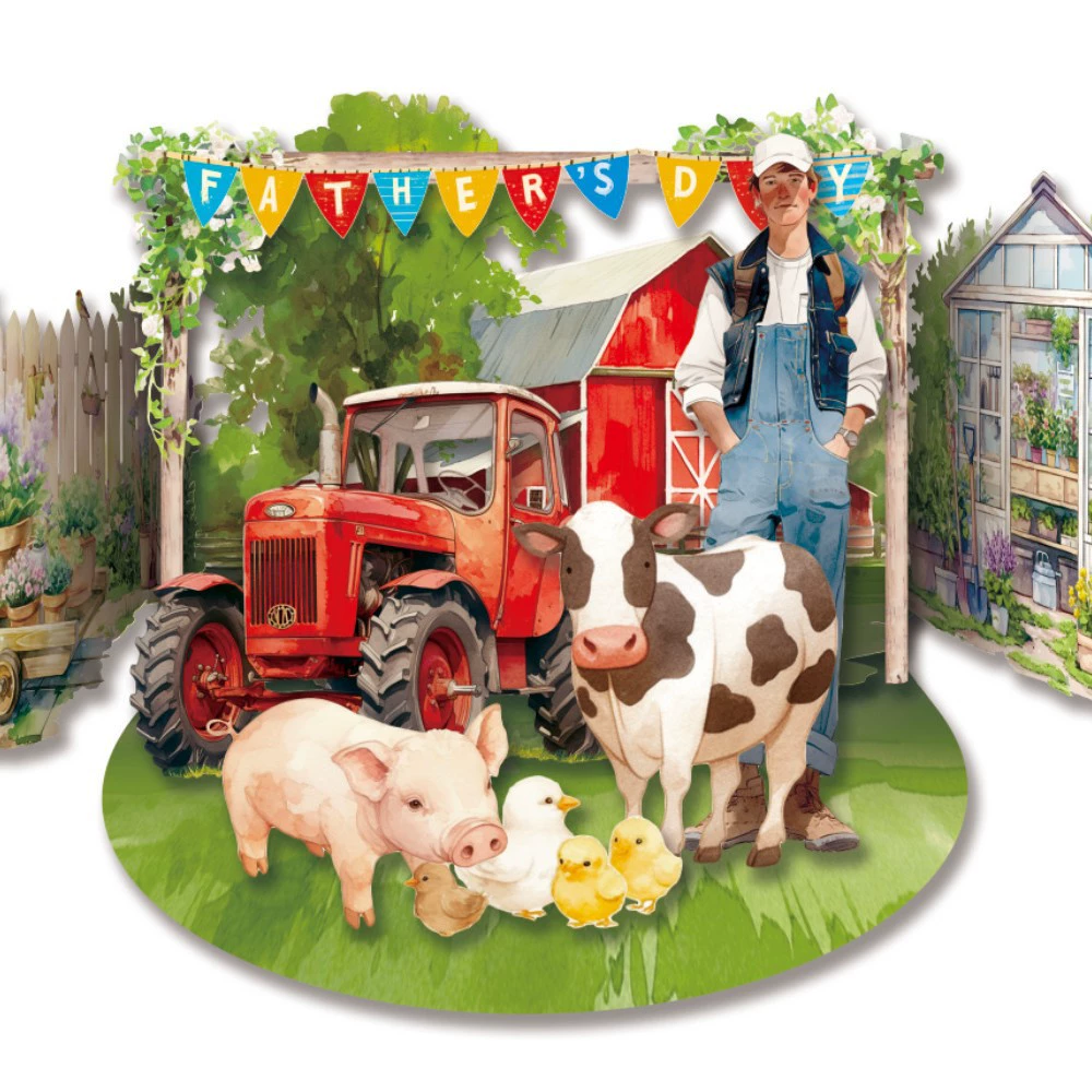 3D-поп-ап стерео открытка с фермой, ручная работа, подарок на день рождения папы, подарок на День отца