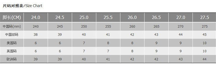 尺码表
