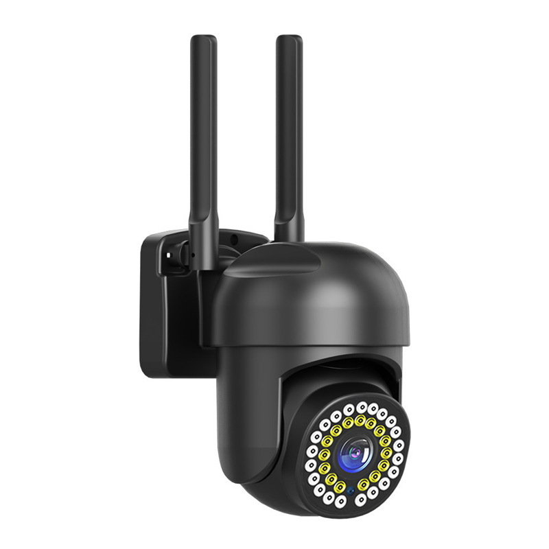 Siyah Açık Alan Su Geçirmez İzleme Kamerası Alarm Bildirimi WiFi HD Çift Işık Tam Renkli Ağ Kamerası Toptan