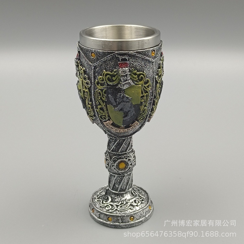 哈利波特二代啤酒杯高脚杯不锈钢杯纪念品哈利波特四大魔法学院杯|undefined
