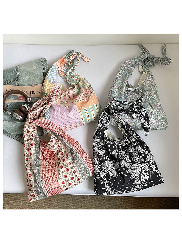 2026 New Patchwork Shoulder Bag for Women, Bohemian Style Embroidered Printed Tote Bag, Versatile Commuter Crossbody Bag