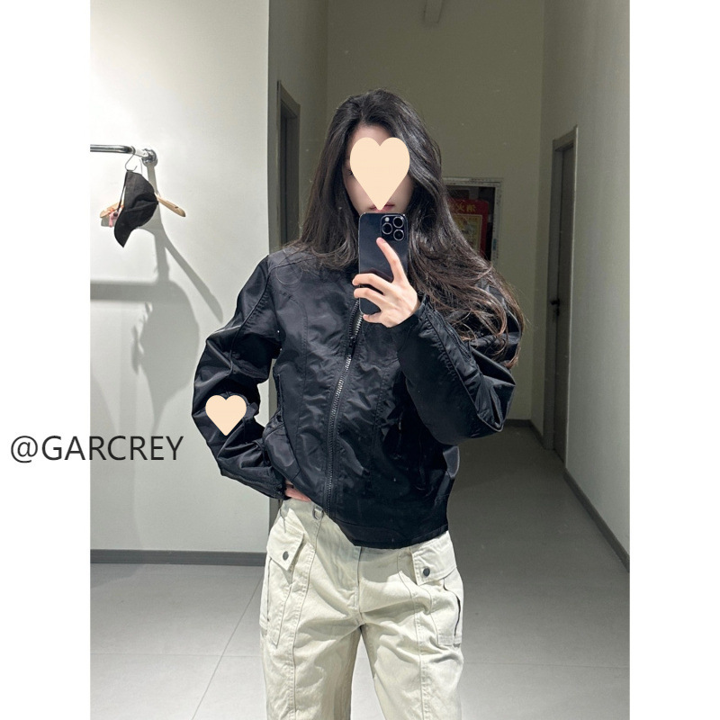 美式复古短款拉链棒球服外套男女春秋立领cleanfit黑色飞行夹克潮